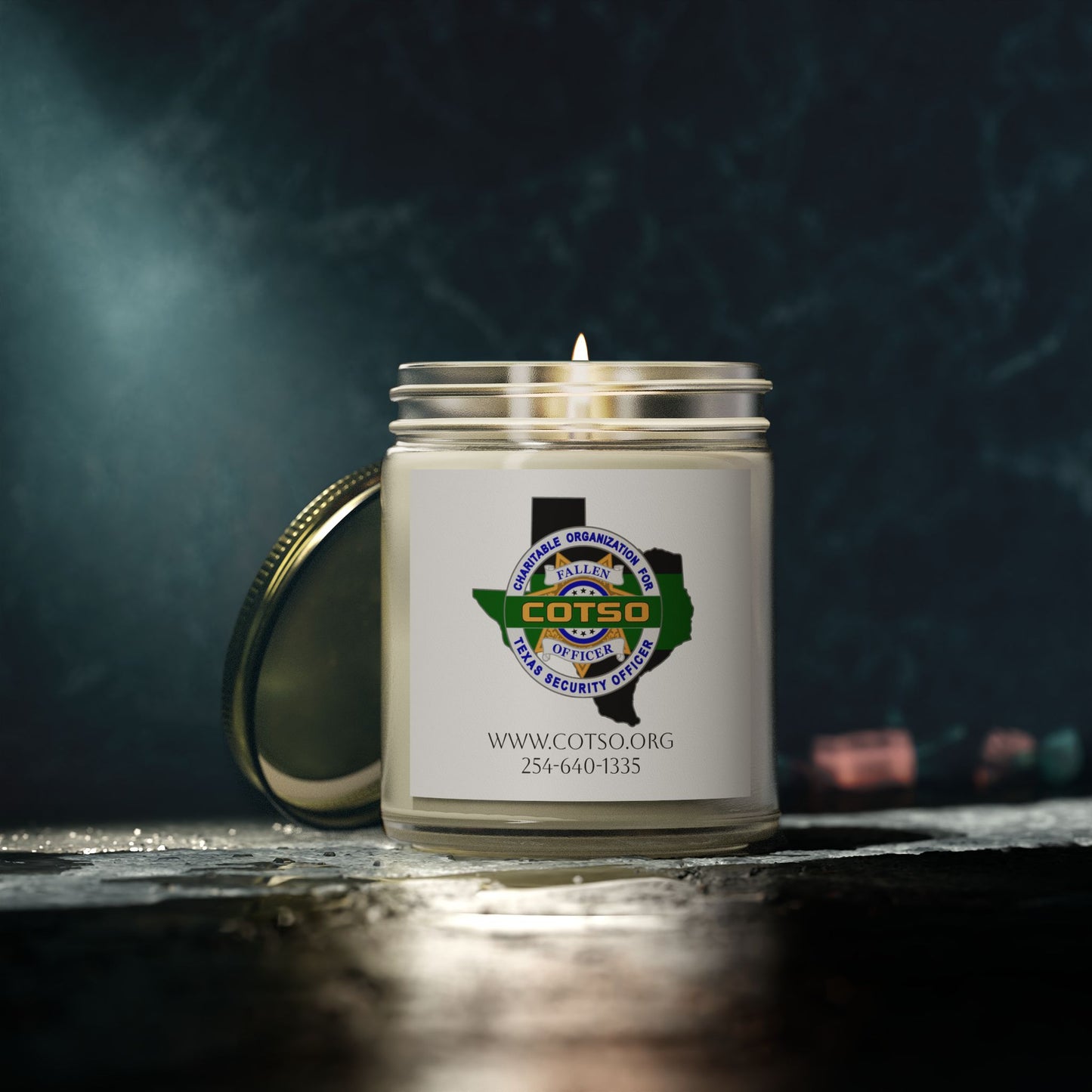 Thin Green Line Scented Candles, Coconut Apricot Wax (4oz, 9oz); White Label