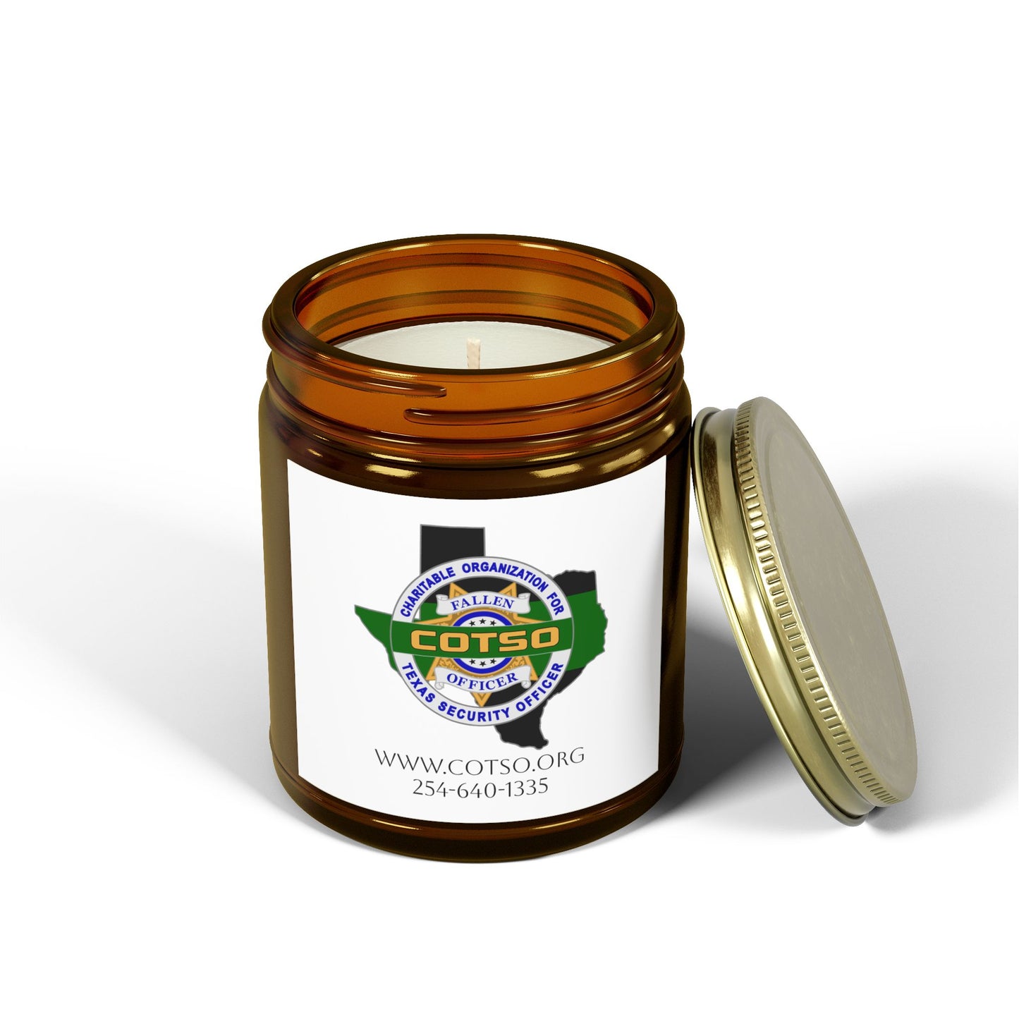 Thin Green Line Scented Candles, Coconut Apricot Wax (4oz, 9oz); White Label
