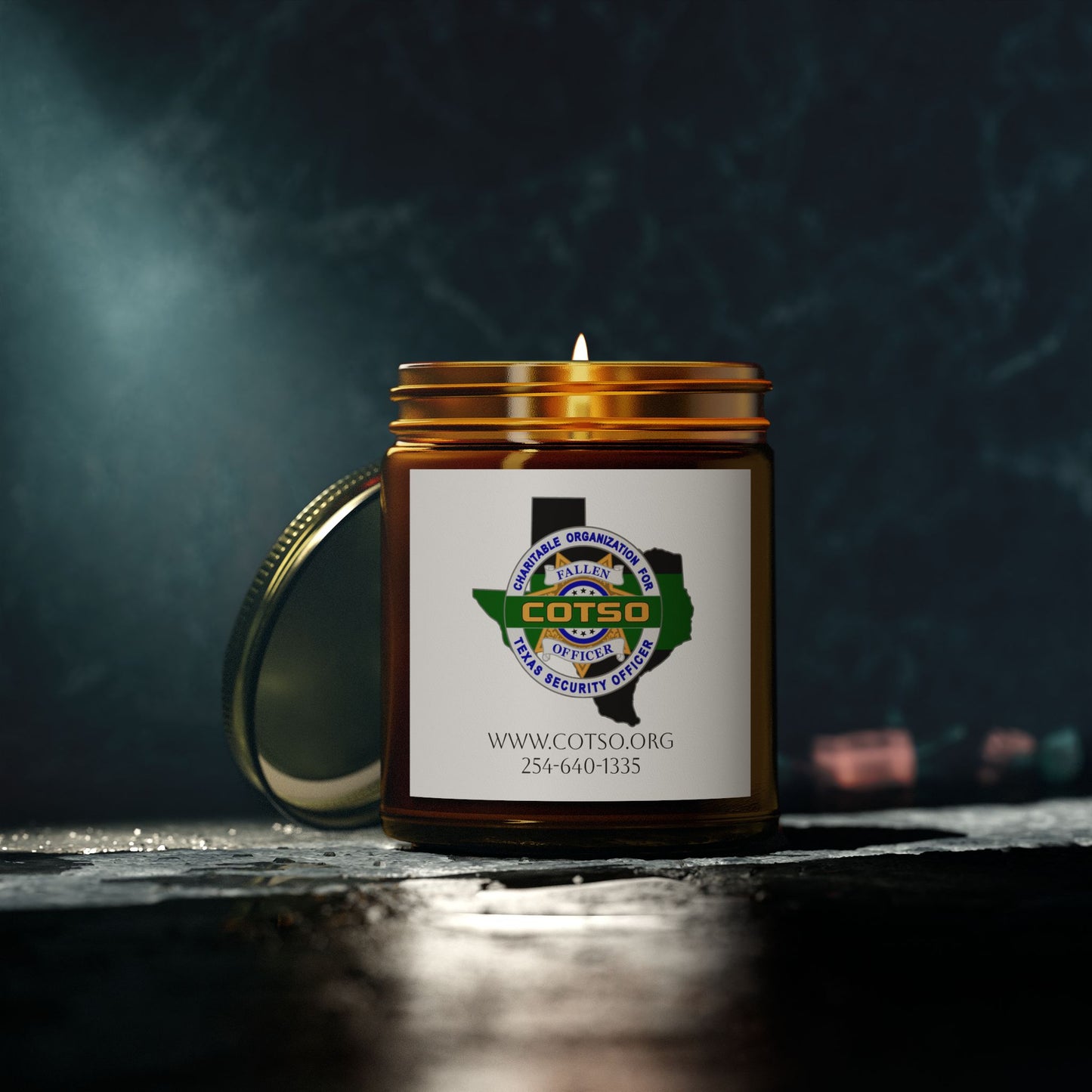 Thin Green Line Scented Candles, Coconut Apricot Wax (4oz, 9oz); White Label