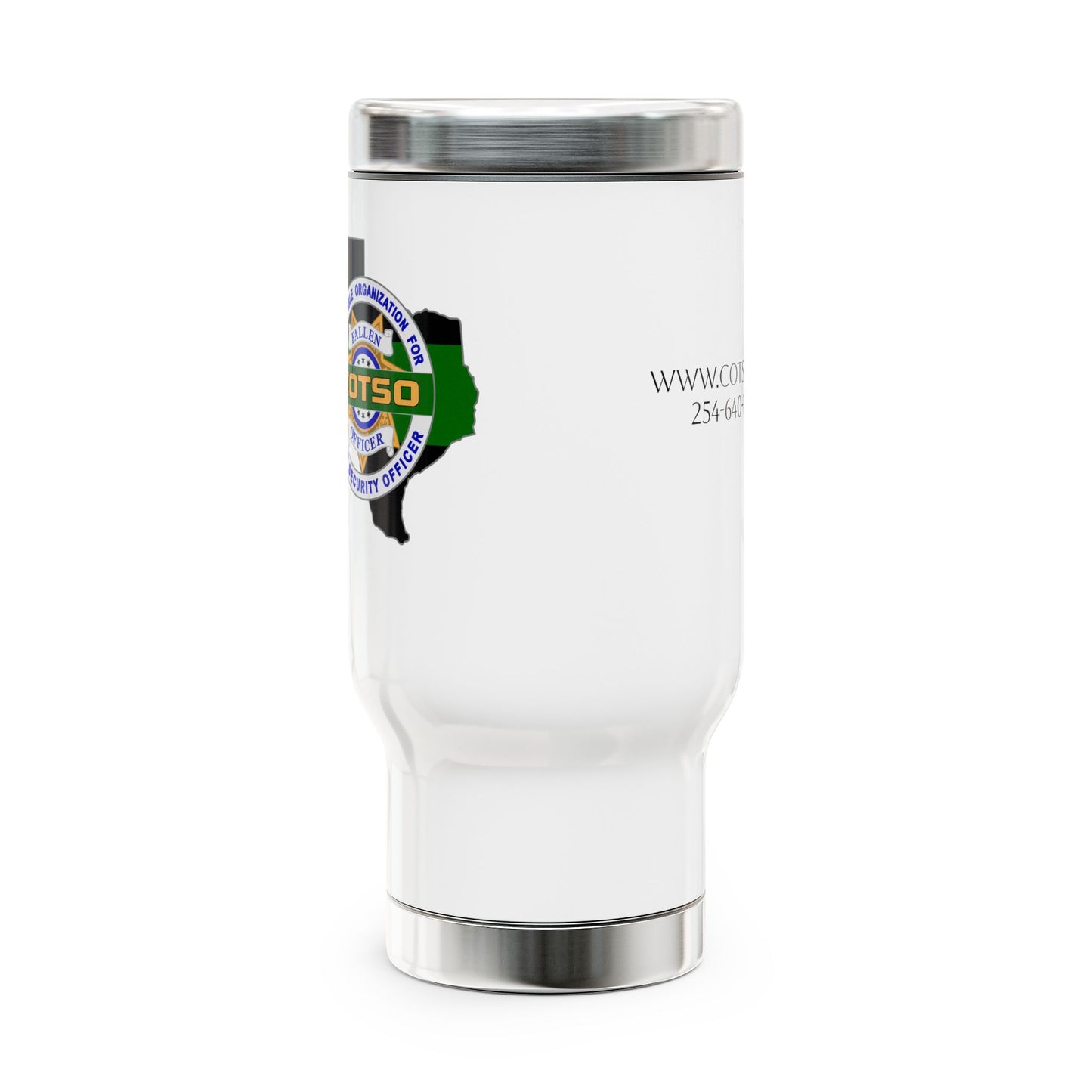 Thin Green Line Stainless Steel Travel Mug with Handle, 14oz