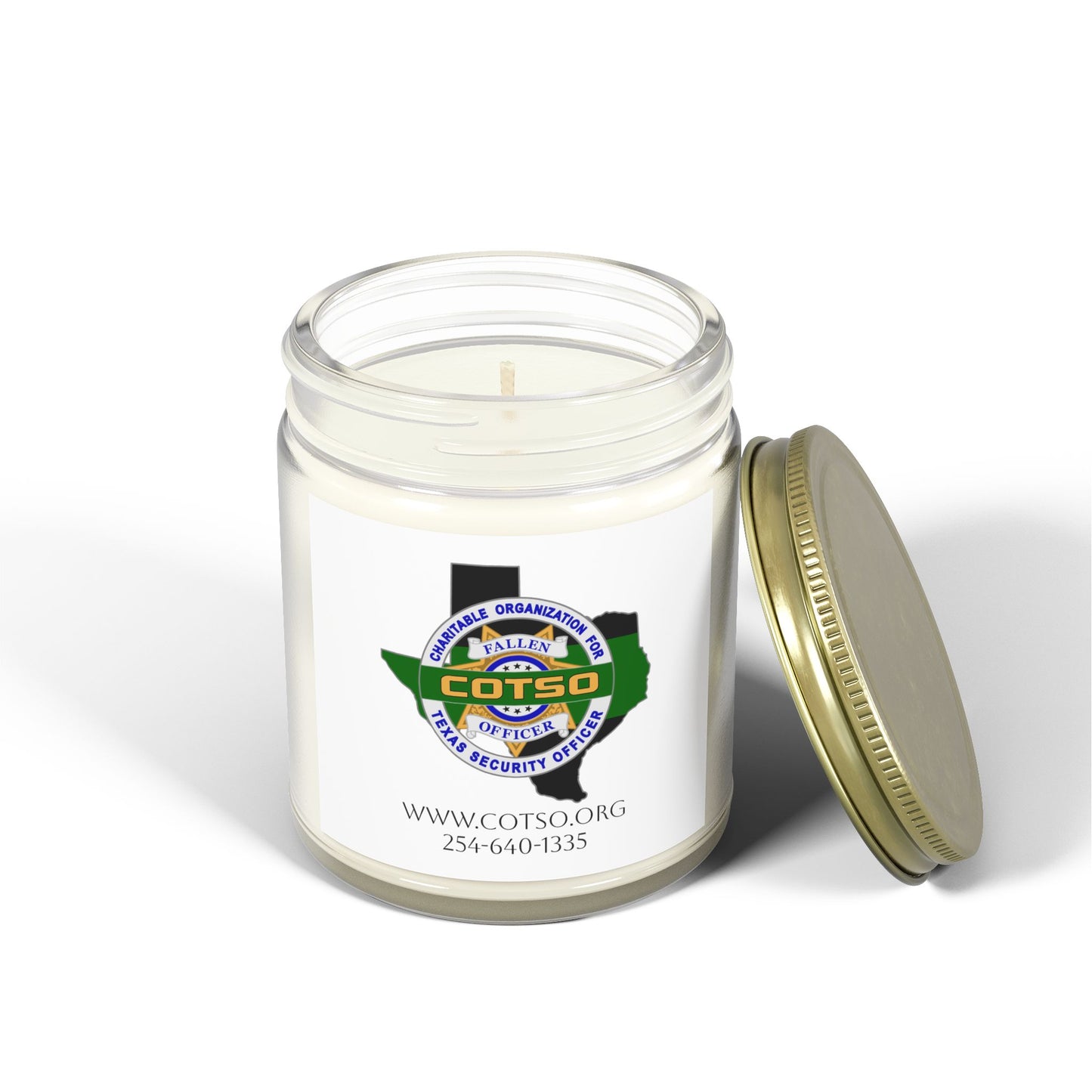 Thin Green Line Scented Candles, Coconut Apricot Wax (4oz, 9oz); White Label