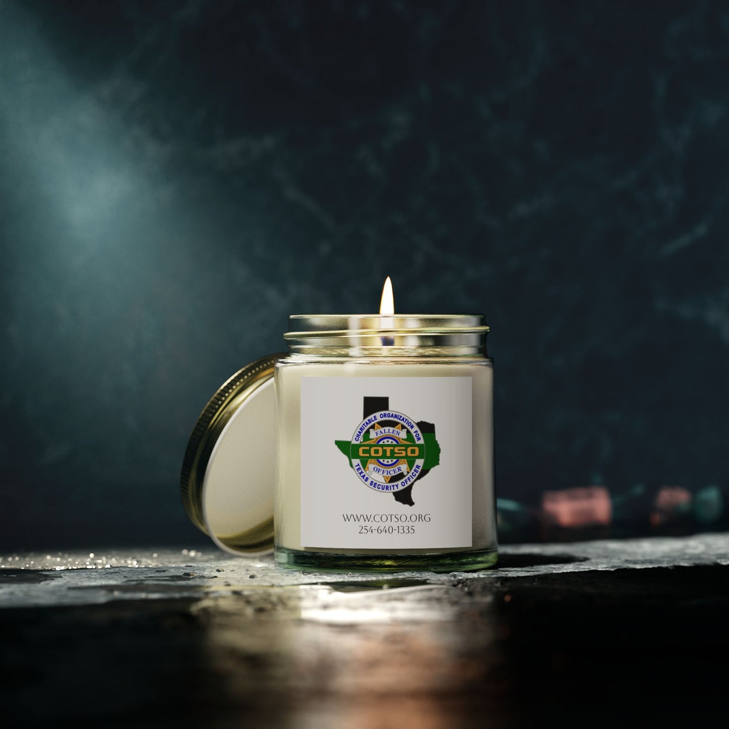 Thin Green Line Scented Candles, Coconut Apricot Wax (4oz, 9oz); White Label