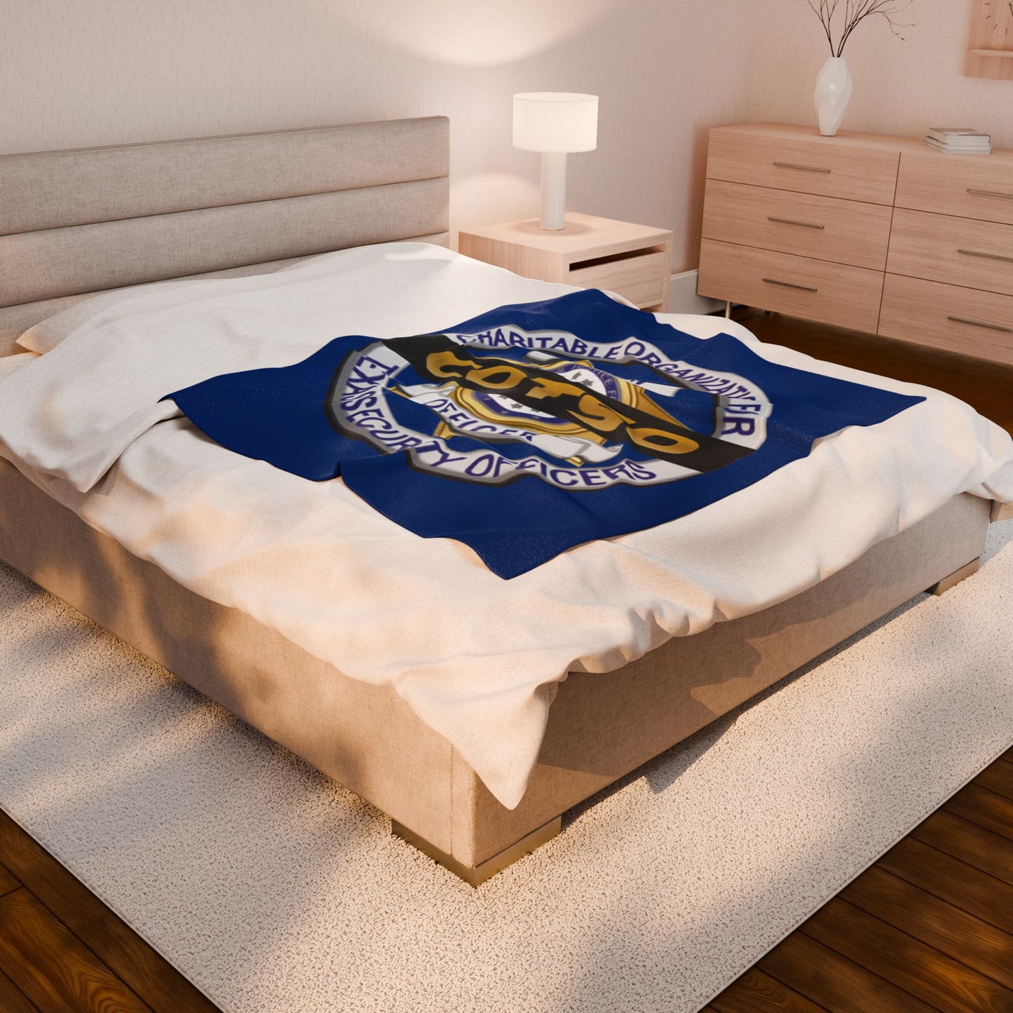 Velveteen Plush Blanket, Blue Style 1