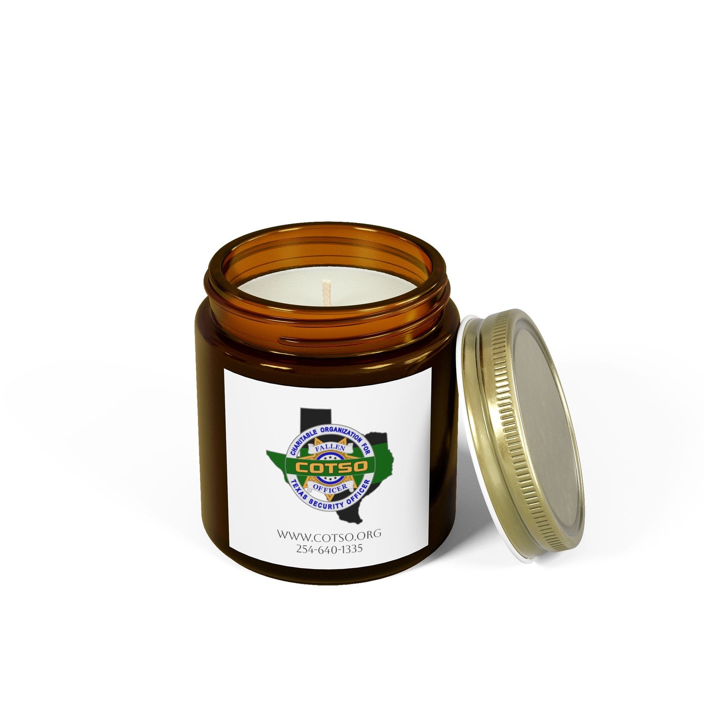 Thin Green Line Scented Candles, Coconut Apricot Wax (4oz, 9oz); White Label