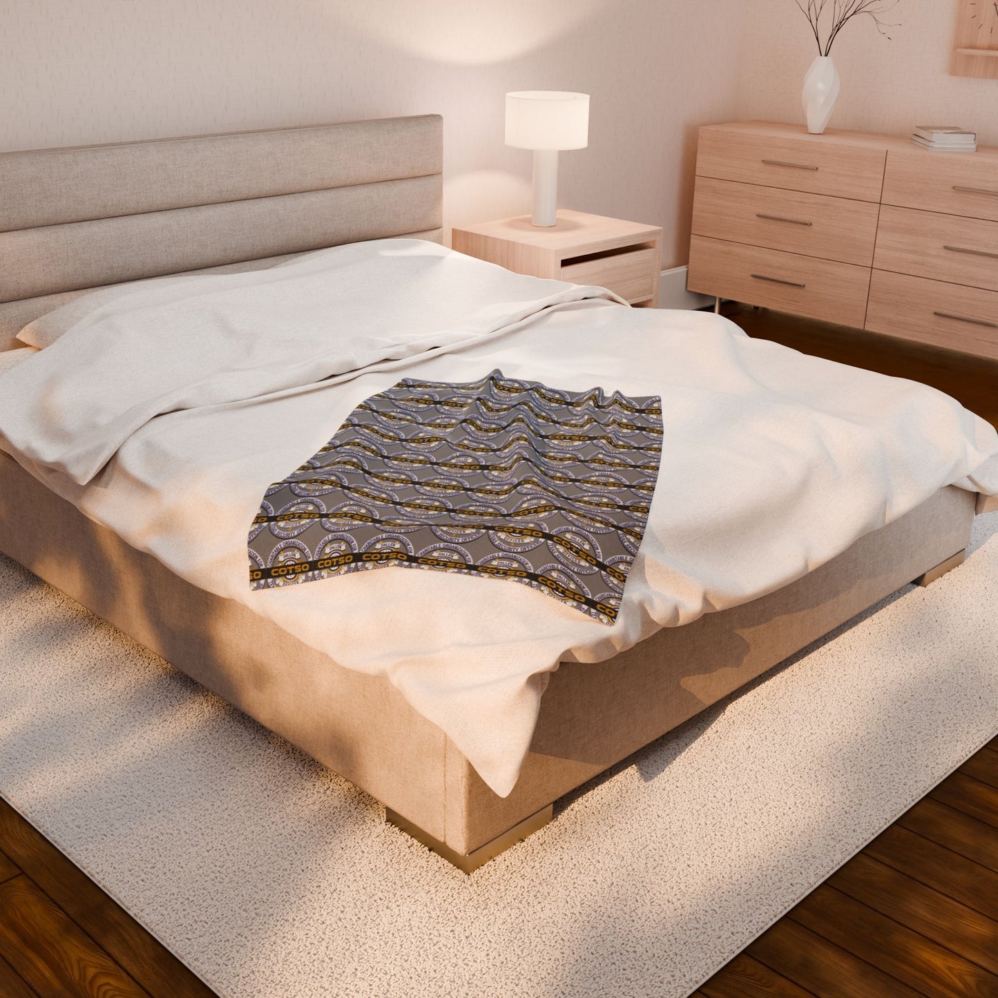 Velveteen Plush Blanket, Gray, style 2