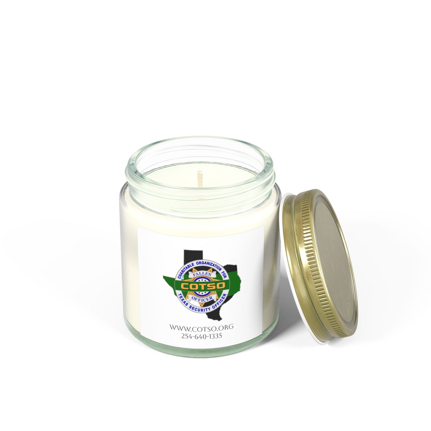 Thin Green Line Scented Candles, Coconut Apricot Wax (4oz, 9oz); White Label