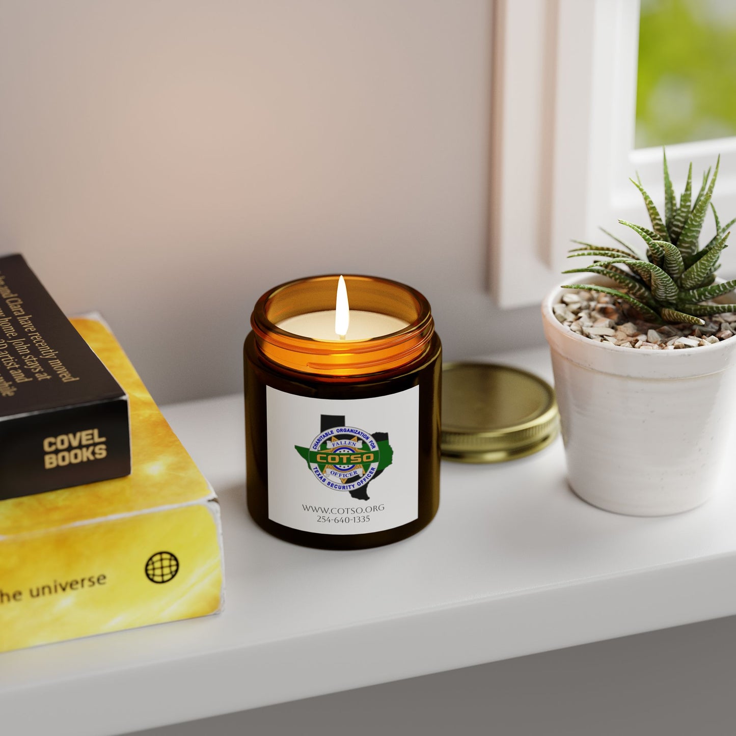 Thin Green Line Scented Candles, Coconut Apricot Wax (4oz, 9oz); White Label
