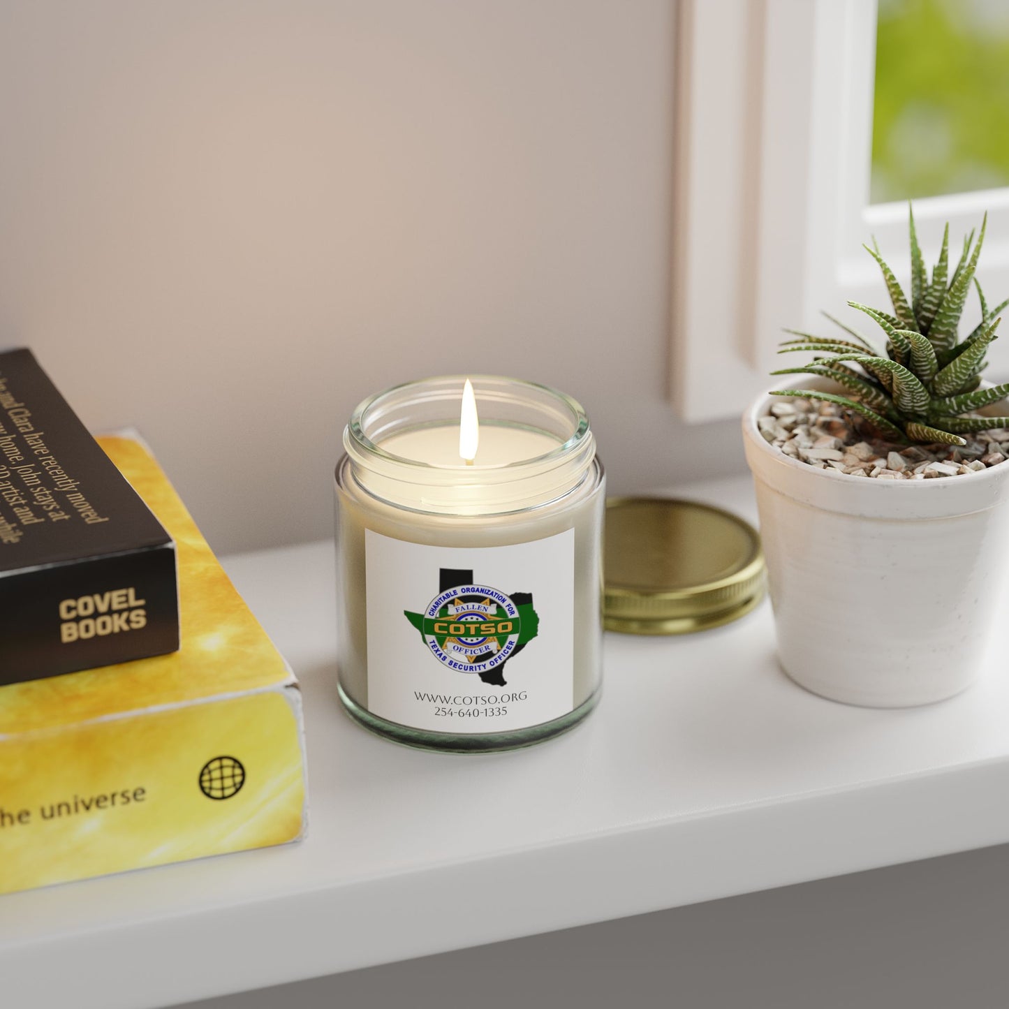 Thin Green Line Scented Candles, Coconut Apricot Wax (4oz, 9oz); White Label