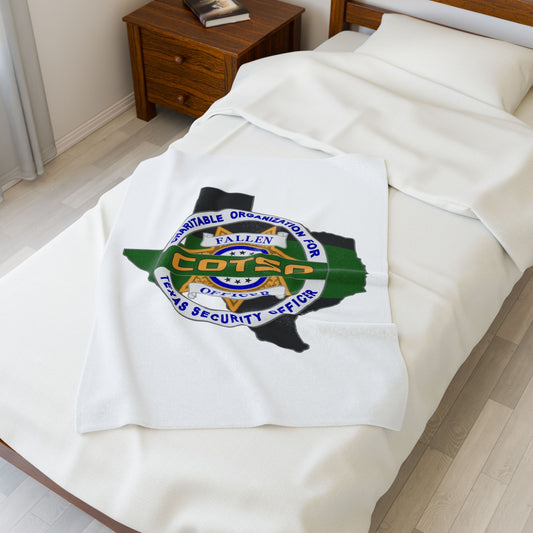 Thin Green Line Velveteen Plush Blanket, White, Style 1